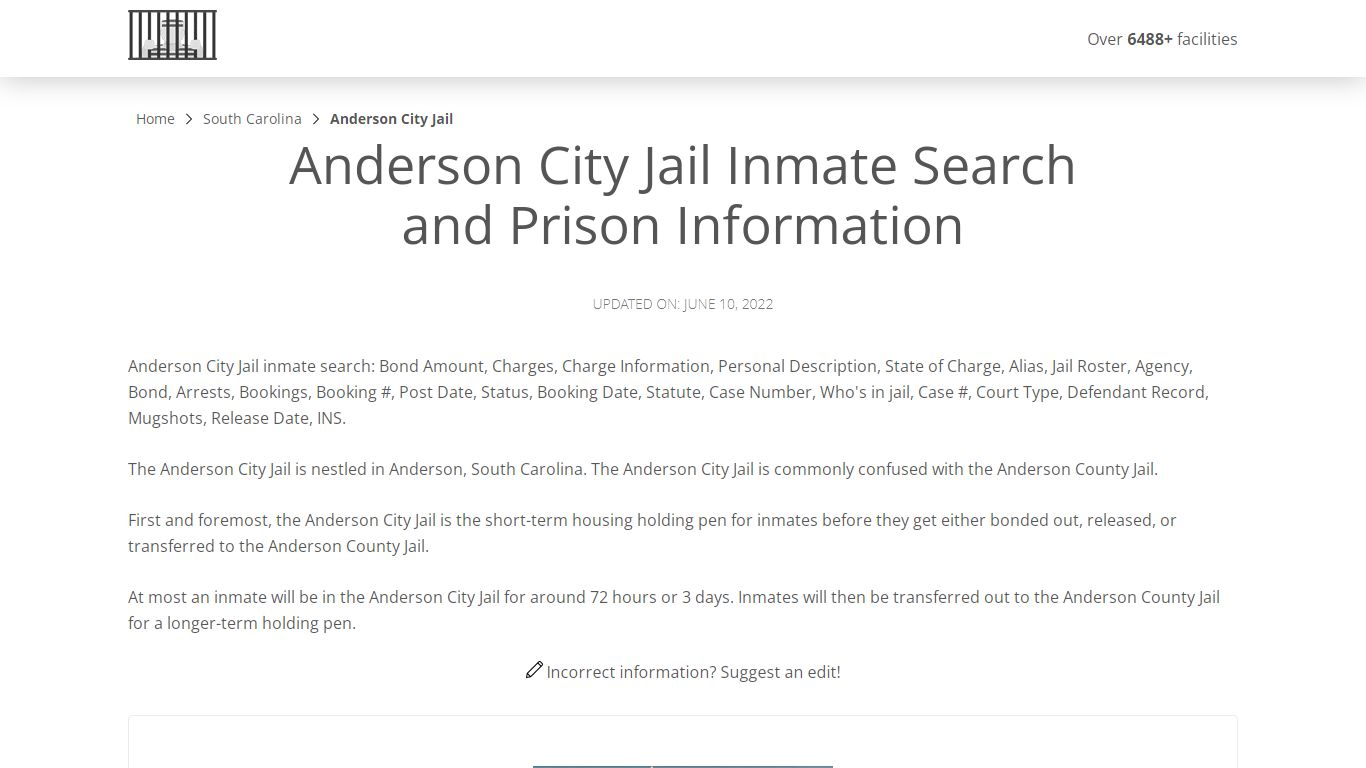 Anderson City Jail Inmate Search, Visitation, Phone no ...